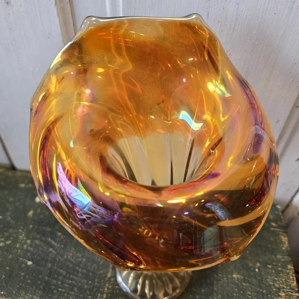 Vintage Imperial CARNIVAL GLASS Marigold JACK-IN-THE-PULPIT 8.25